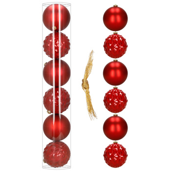 Bombki choinkowe, nietłukące 6 szt. dekoracje świąteczne 15 cm czerwone