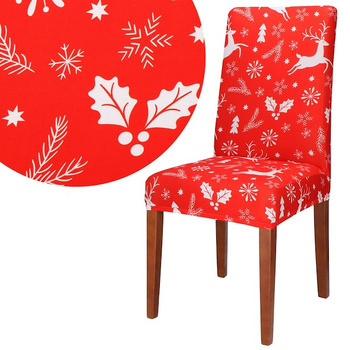 Pokrowiec na krzesło świąteczny, elastyczny, uniwersalny czerwony
