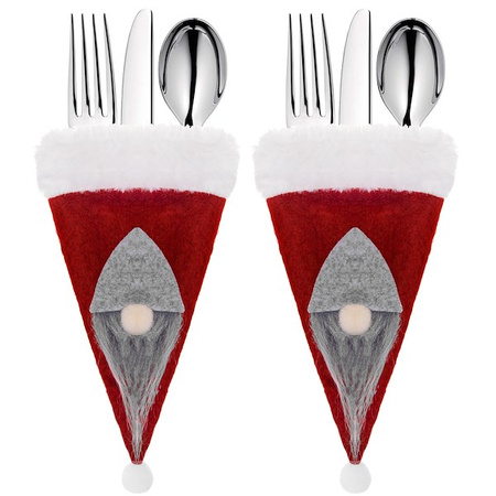 Etui na sztućce 10szt. świąteczna kieszonka, czapka czerwona ozdoba świąteczna