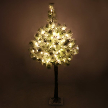 Sztuczne drzewko na pniu z oświetleniem LED 150 cm choinka świąteczna, ośnieżona