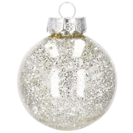 Bombki choinkowe przeźroczyste 30 szt. srebrny, złoty 7cm zestaw choinkowy