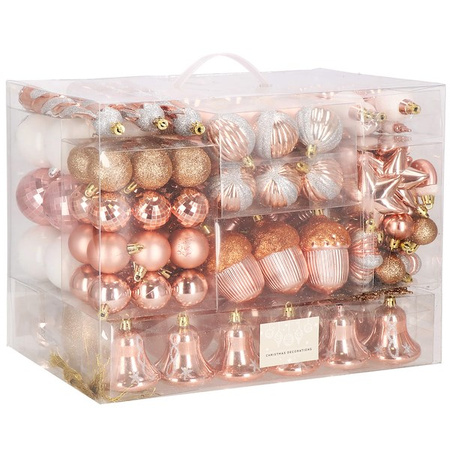 Bombki choinkowe 152 szt. ozdoby świąteczne rose gold