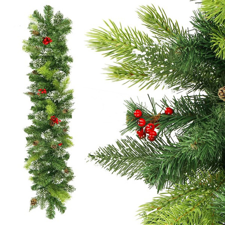 Girlanda świąteczna 100cm z lampkami 50 LED biały ciepły, łańcuch choinkowy, zielony