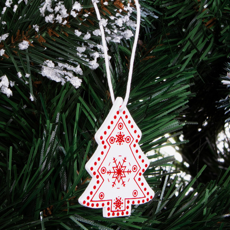 Świąteczne zawieszki drewniane choinki zestaw 3 szt. biały