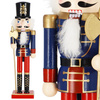 Dziadek do orzechów 38 cm z toporkiem, drewniany żołnierzyk niebiesko-czerwony, figurka świąteczna