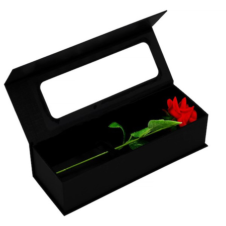 Wieczna róża na łodydze 27 cm z pudełkiem prezentowym sztuczny kwiat czerwony