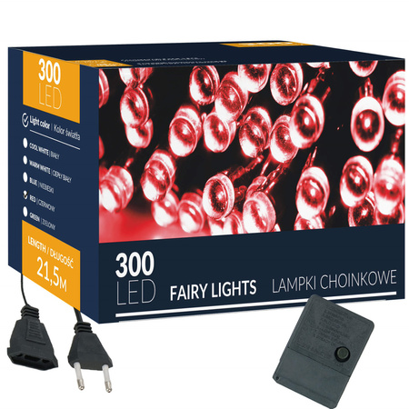 Lampki choinkowe 300 led czerwone 21,5 m oświetlenie świąteczne