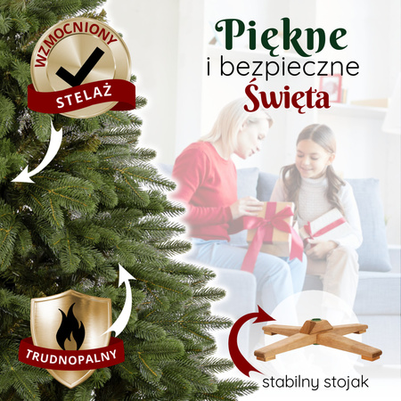 Choinka sztuczna Premium Royal Trees 210 cm sosna PE z stojakiem, drzewko