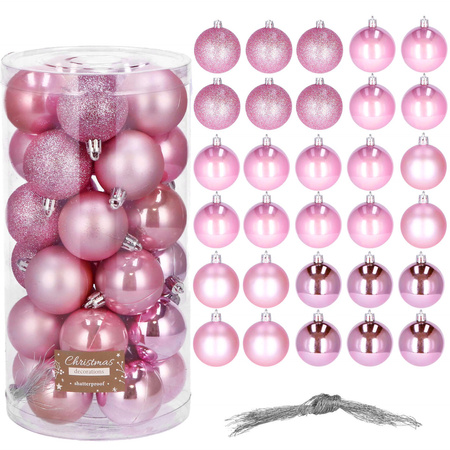 Bańki choinkowe 30 szt. bombki świąteczne zestaw różowy