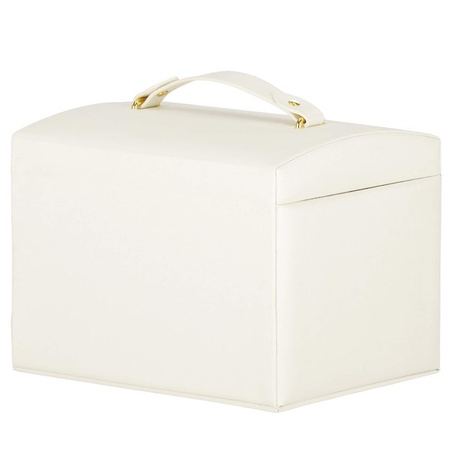 Kufer, szkatułka na biżuterię ekoskóra 17,5x12x13,5 cm kremowy z przegródkami