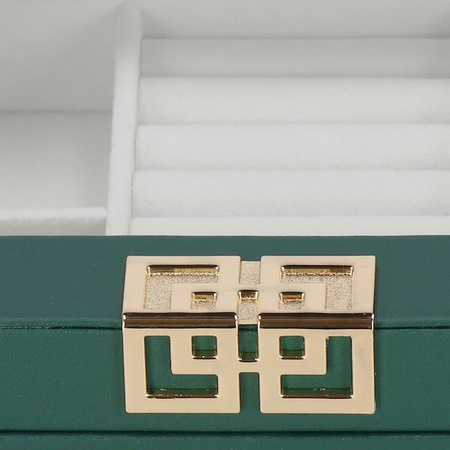 Kufer, szkatułka na biżuterię 23,5x14x5,5 cm zielony organizer z przegródkami ekoskóra