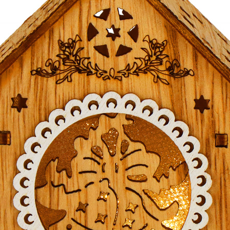 Zawieszka choinkowa domek świecąca ozdoba świąteczna drewniana na baterię