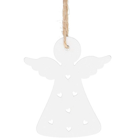 Zawieszka choinkowa 7cm drewniana, ozdoby świąteczne aniołki zestaw 6 szt.