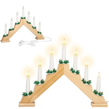 Świecznik adwentowy Led 7 świec drewniany