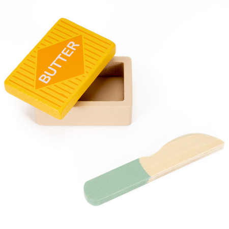 Toster drewniany z akcesoriami śniadaniowymi 9 el. zabawka dla dzieci, multikolor