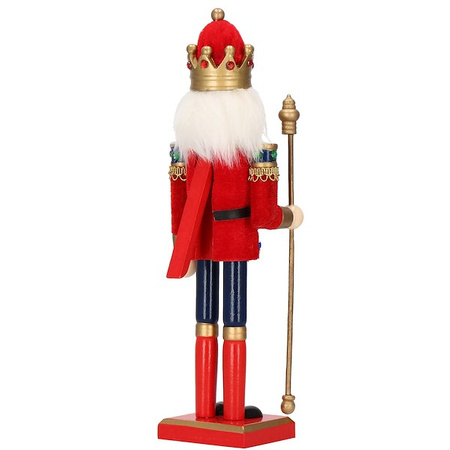 Dziadek do orzechów 31 cm z berłem, drewniany żołnierzyk multikolor, figurka świąteczna