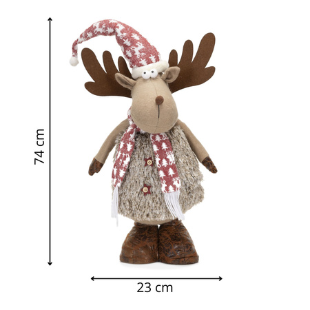 Renifer z teleskopowymi nóżkami 74 cm dekoracja świąteczna, figurka pod choinkę