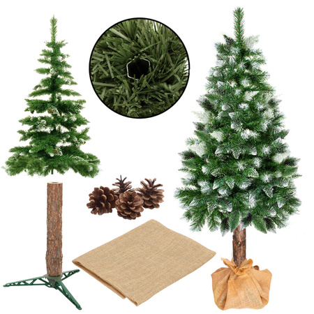 Choinka na pniu sztuczna 220 cm sosna diamentowa ośnieżona jak żywa premium