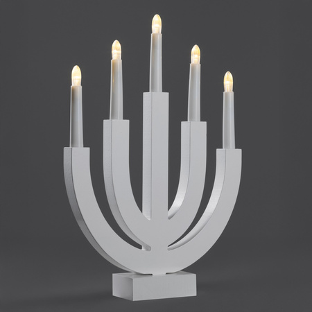 Świecznik adwentowy z 5 świecami Led bożonarodzeniowy świąteczny na baterie biały