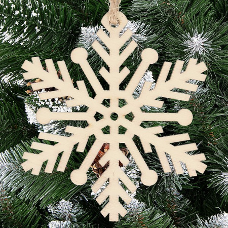 Zawieszka choinkowa 6 szt. śnieżynka 7 cm świąteczna ozdoba drewno