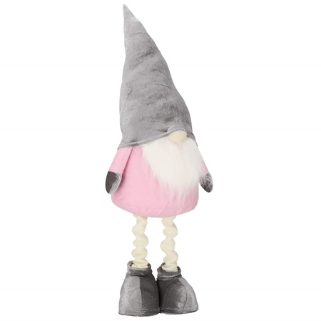 Skrzat 60-86 cm ozdoba świąteczna, krasnal świąteczny, gnom różowy na teleskopowych nóżkach