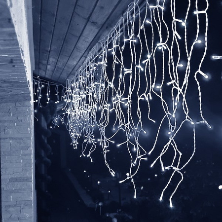 Kurtyna świetlna z pilotem 1000 led girlanda, lampki wewnętrzno-zewnętrzne sople zimny biały