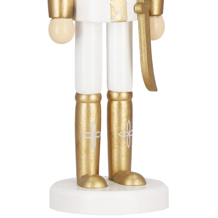 Dziadek do orzechów 30 cm z mieczem drewniany żołnierzyk złoty, figurka świąteczna