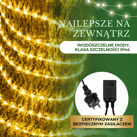 Wąż świetlny 240 Led biały ciepły 10m z programatorem IP44