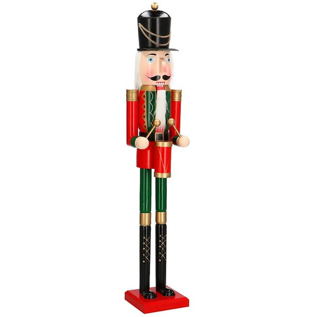 Dziadek do orzechów 120 cm drewniany żołnierzyk z bębenkiem, figurka świąteczna
