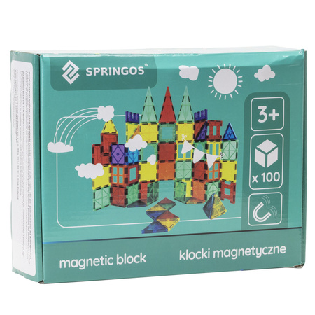 Klocki magnetyczne, konstrukcyjne, samochody zestaw 100 szt. klocków edukacyjnych dla dzieci, kolorowe