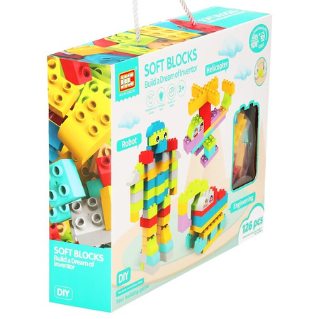 Klocki konstrukcyjne, miękkie dla dzieci 126 el. kreatywne, kolorowe