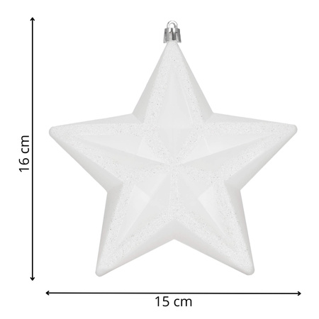 Bombka choinkowa, dekoracja świąteczna do stroika, gwiazda 15 cm nietłukąca, biała