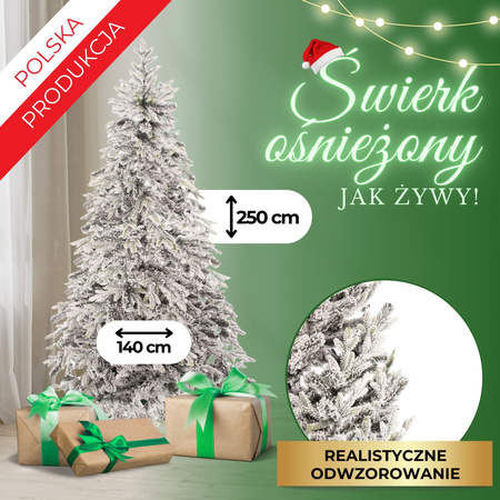Choinka sztuczna premium 250 cm świerk ośnieżony drzewko bożonarodzeniowe PE