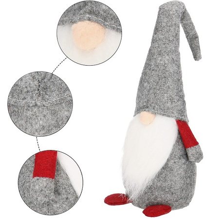 Skrzat 43cm ozdoba świąteczna, krasnal świąteczny, gnom szary