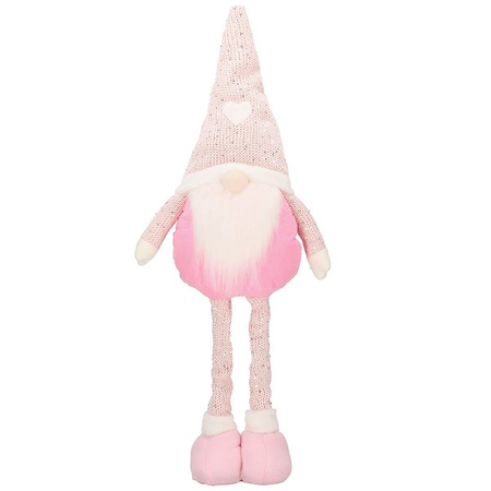 Skrzat 50-66cm ozdoba świąteczna, krasnal świąteczny, gnom różowy na teleskopowych nóżkach