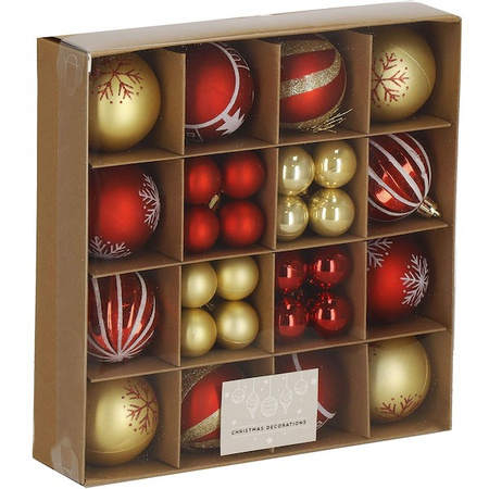 Bombki choinkowe 42 szt. ozdoby świąteczne zestaw złote, czerwone