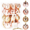 Bombki choinkowe rose gold 24 szt. różowy 6cm zestaw choinkowy