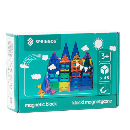 Klocki magnetyczne 3D komplet 48 szt. klocki konstrukcyjne dla dzieci, kolorowe