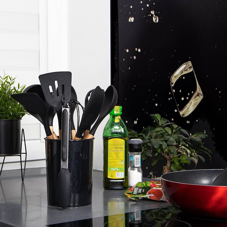 Przybory kuchenne 12 szt. akcesoria do kuchni silikonowe czarne
