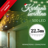 Kurtyna świetlna 500 led girlanda, lampki zewnętrzne sople ciepły biały + flash