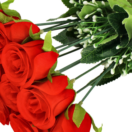 Bukiet sztucznych róż 12 kwiatów dekoracyjne czerwone