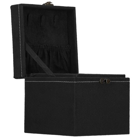 Kuferek, szkatułka na biżuterię 12x12x12 cm czarny z przegródkami welurowy