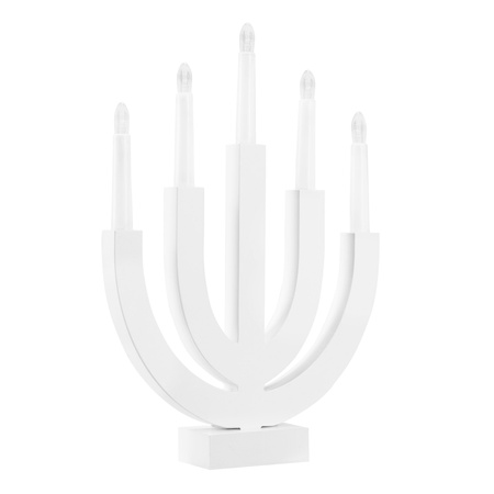 Świecznik adwentowy z 5 świecami Led bożonarodzeniowy świąteczny na baterie biały