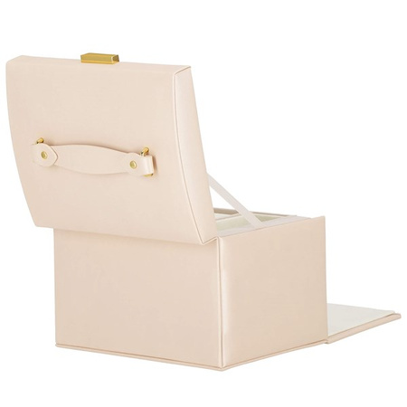 Kufer, szkatułka na biżuterię ekoskóra 17,5x12x13,5 cm jasny różowy z przegródkami