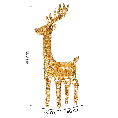 Renifer świecący 80 LED świąteczny dekoracja do ogrodu biały ciepły