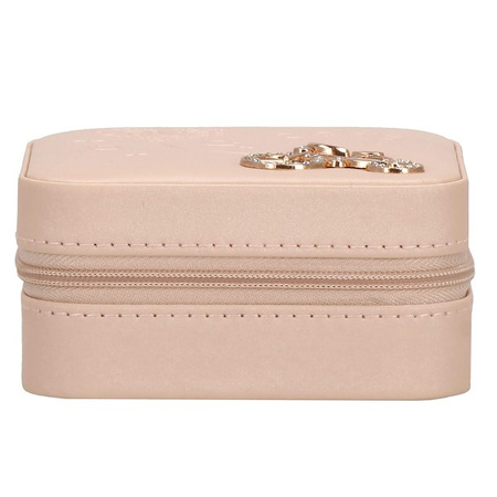 Kufer, szkatułka na biżuterię ekoskóra 10x10x5 cm różowy organizer z przegródkami