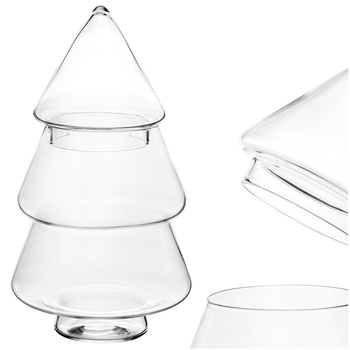 Pojemnik szklany, zamykany, bombonierka choinka 23 cm na słodycze, dekoracje świąteczne, bezbarwny