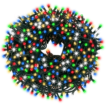 Lampki choinkowe zewnętrzne, wewnętrzne 500 led multikolor + niebieski flash 27,5 m światełka świąteczne