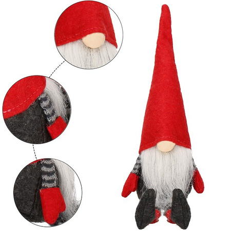 Skrzat 38cm ozdoba świąteczna, krasnal świąteczny, gnom siedzący