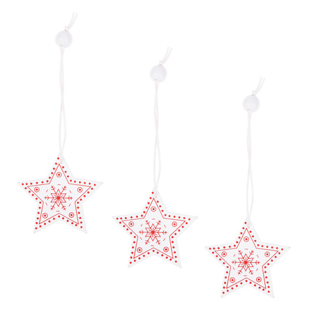 Świąteczne zawieszki 5cm drewniane gwiazdki zestaw 3 szt. biały